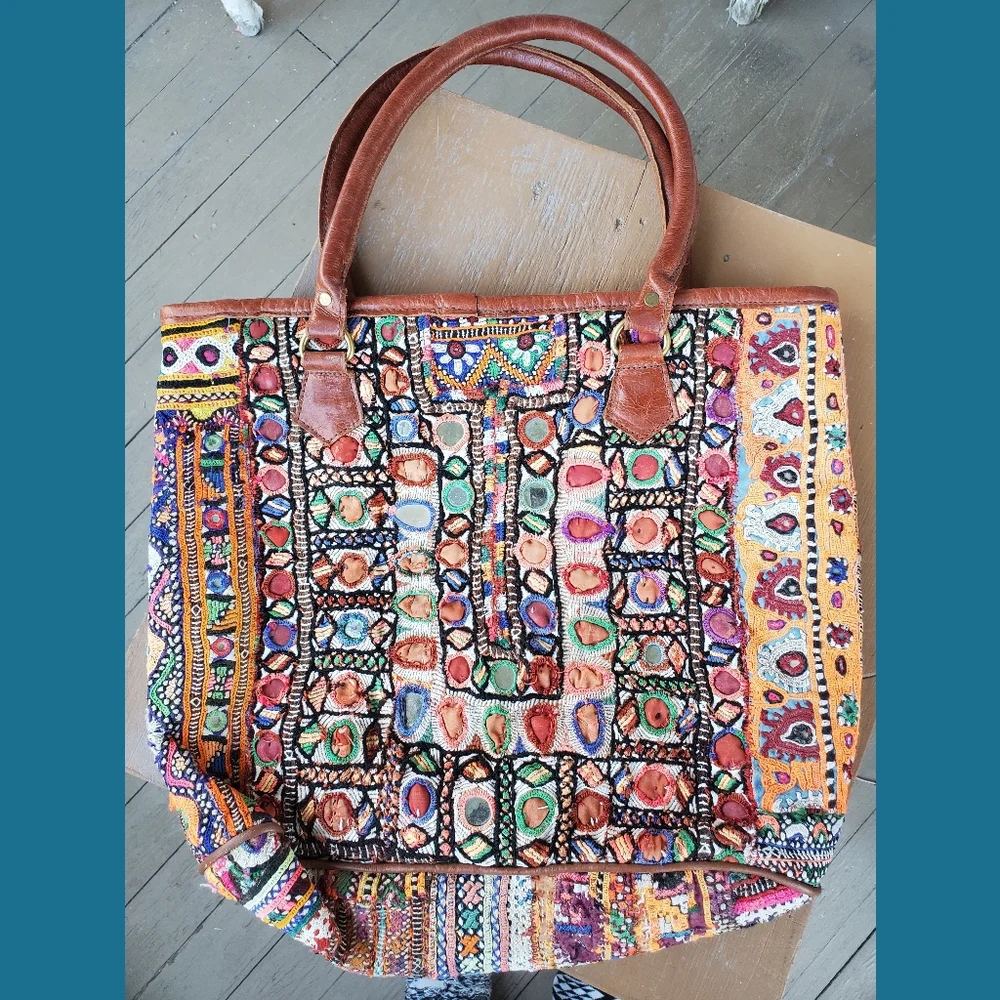 Artisan Banjara zari Boho Embroidered bag Handmade Patchwork Repurposed